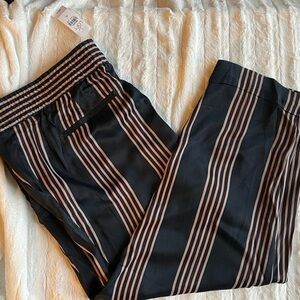NWT LOFT Elastic Waist Striped Sheen Pants
